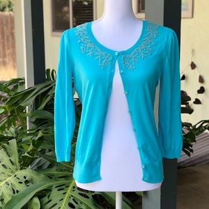 Halogen Turquoise 3/4 Sleeve Cardigan - Size S